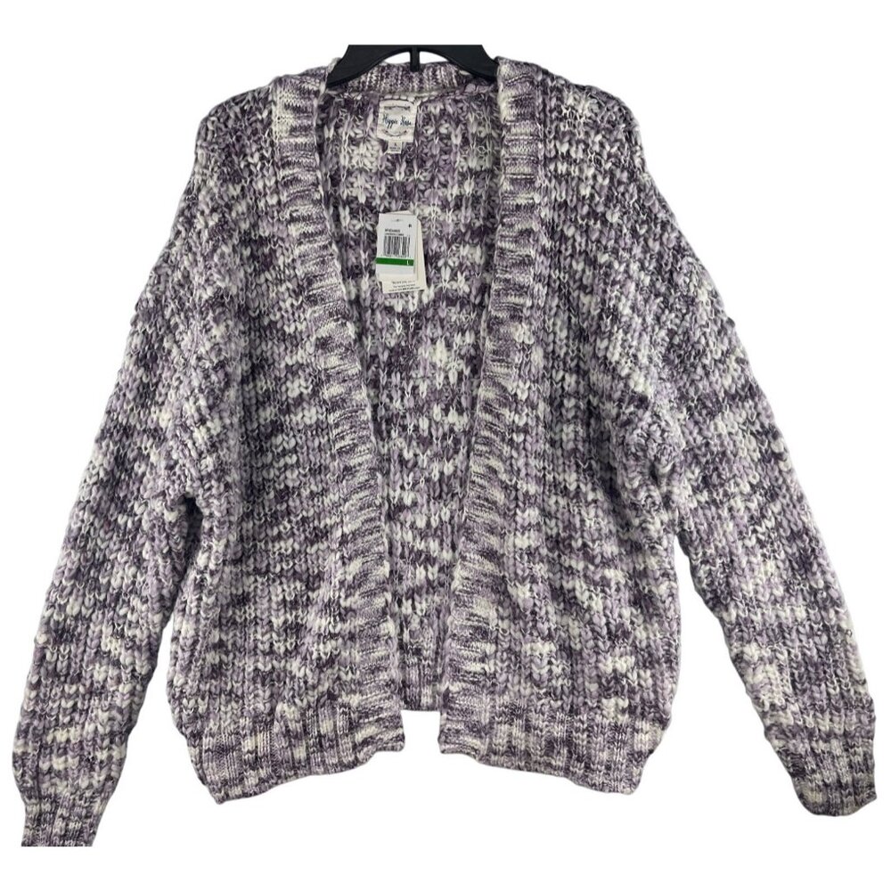 Hippie Rose Lavender Combo Open Cardigan Sweater L